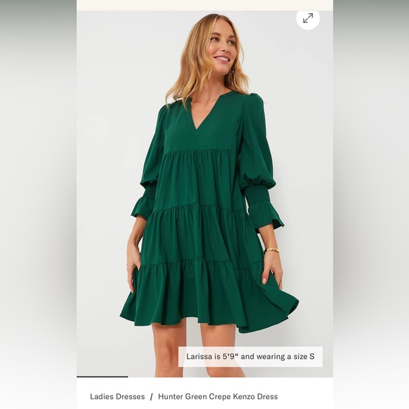 NWT Tuckernuck crepe Enzo dress hunter green XSmall - Picture 2 of 10